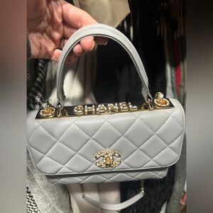 Gray Quilted Handbag